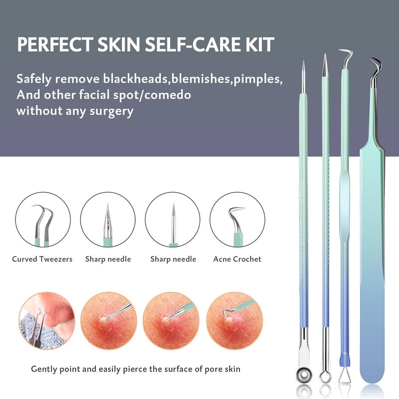MENOLY Blackhead Remover Tools 10Pcs Pimple Popper Tool Kit, Blackhead Remover Extractor Tools, Pimple Comedone Extractor Acne Kit for Blackhead,Blemish,Zit Whitehead with Leather Bag - Image 5